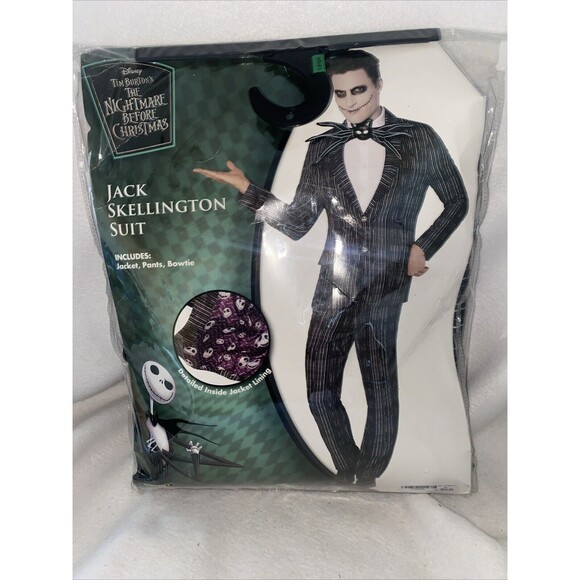 Jack Skellington Suit Spirit Halloween Adult Mens Costume L Christmas Tom Burton - Picture 1 of 3